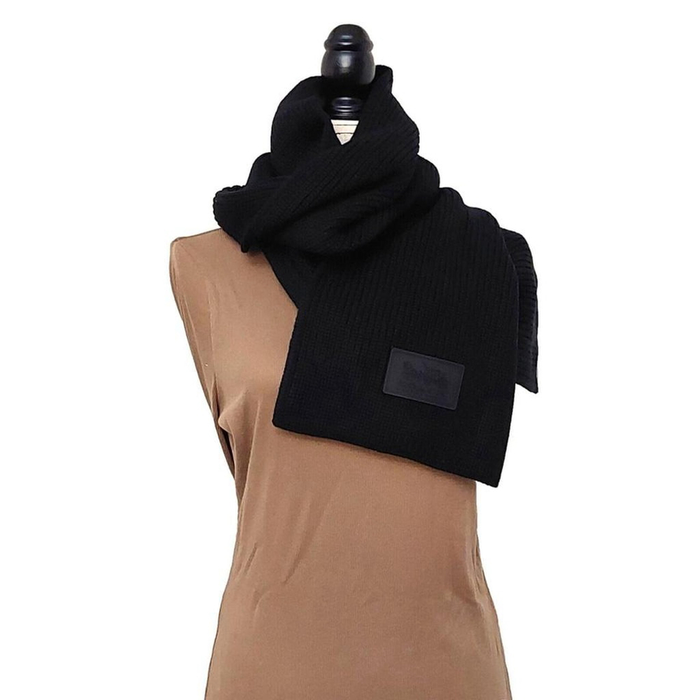 Coach Black Chunky Patch Wool Blenf Knit Scarf - Picture 3 of 8